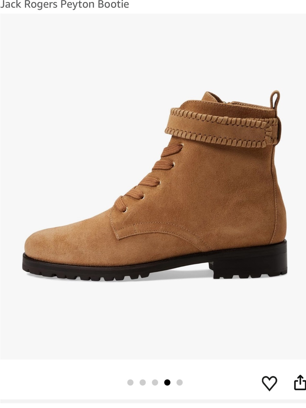 Jack Rogers Tan Suede Lace-Up Fringe Ankle Boots